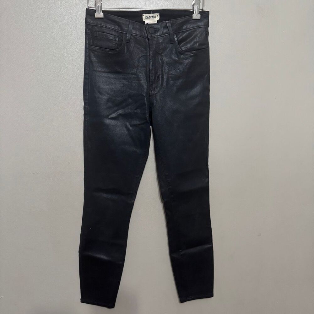 L'AGENCE Margot High-Rise Ankle Jeans - Black Coated Size 27